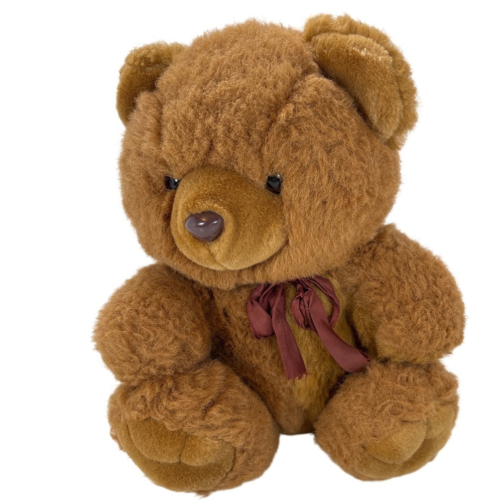 Vintage Chosun International Teddy Bear Brown Fuzzy Plush Ribbon 782342 11 inch